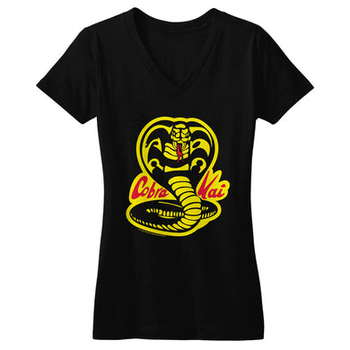 Cobra Kai Karate Woman's Black V-Neck Tee