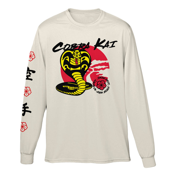 Cobra Kai Strike First Adult White Long Sleeve Tee